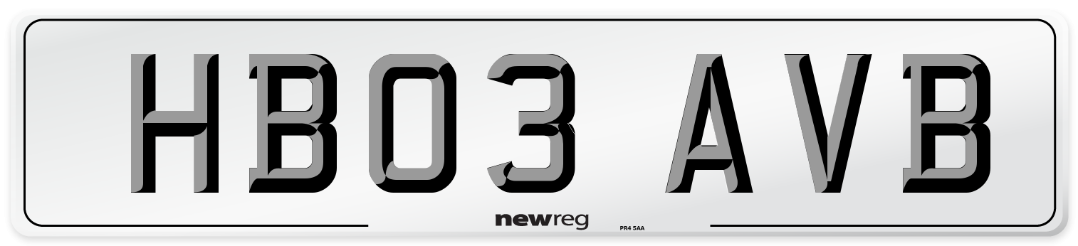 HB03 AVB Number Plate from New Reg